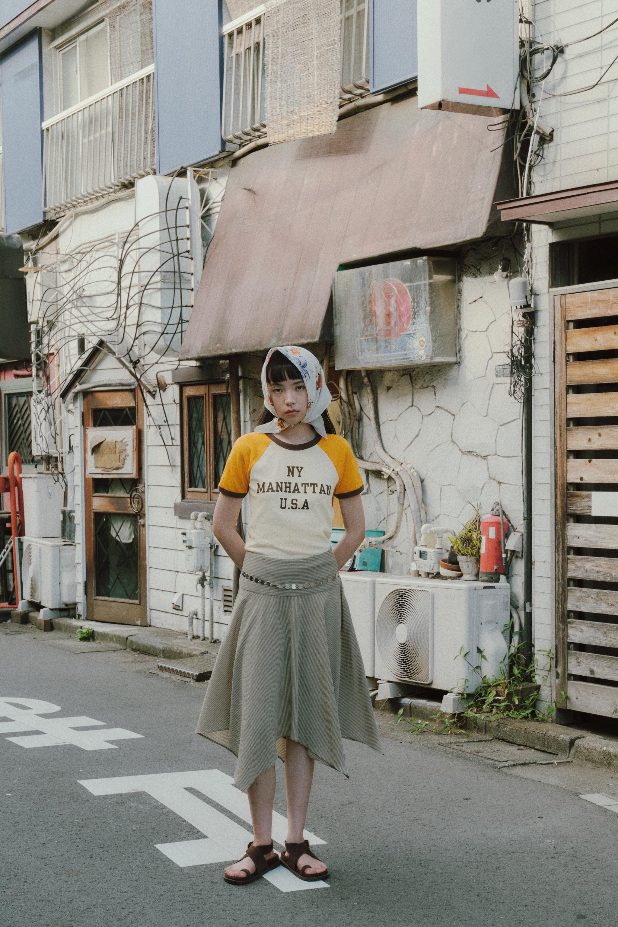 テキストリブTシャツ - オレンジホワイト | ZARA Japan / 日本