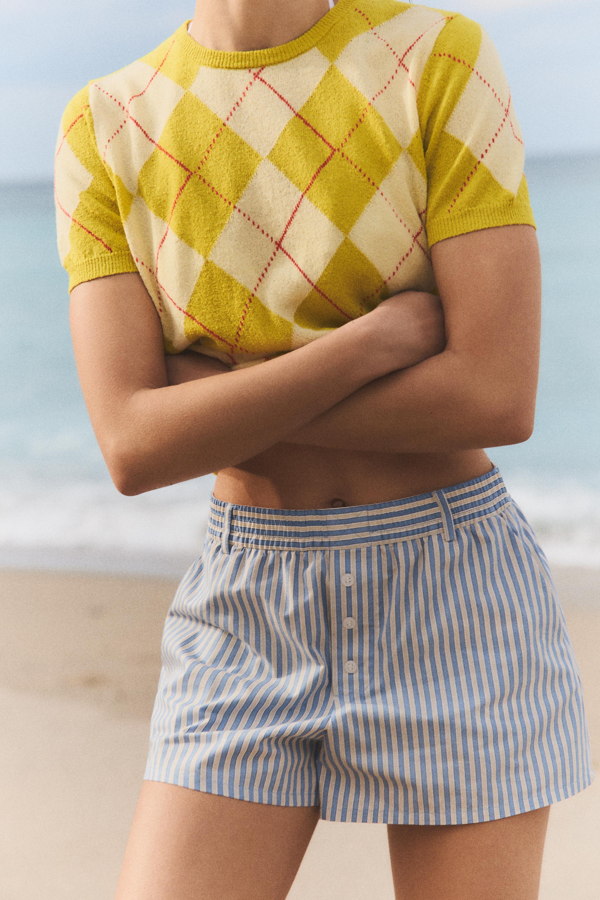 ARGYLE KNIT TOP - Lime green | ZARA United States