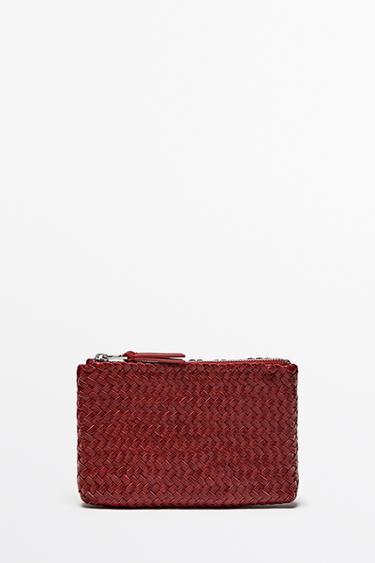 Zara Braided nappa leather pouch bag - Red - Image 0