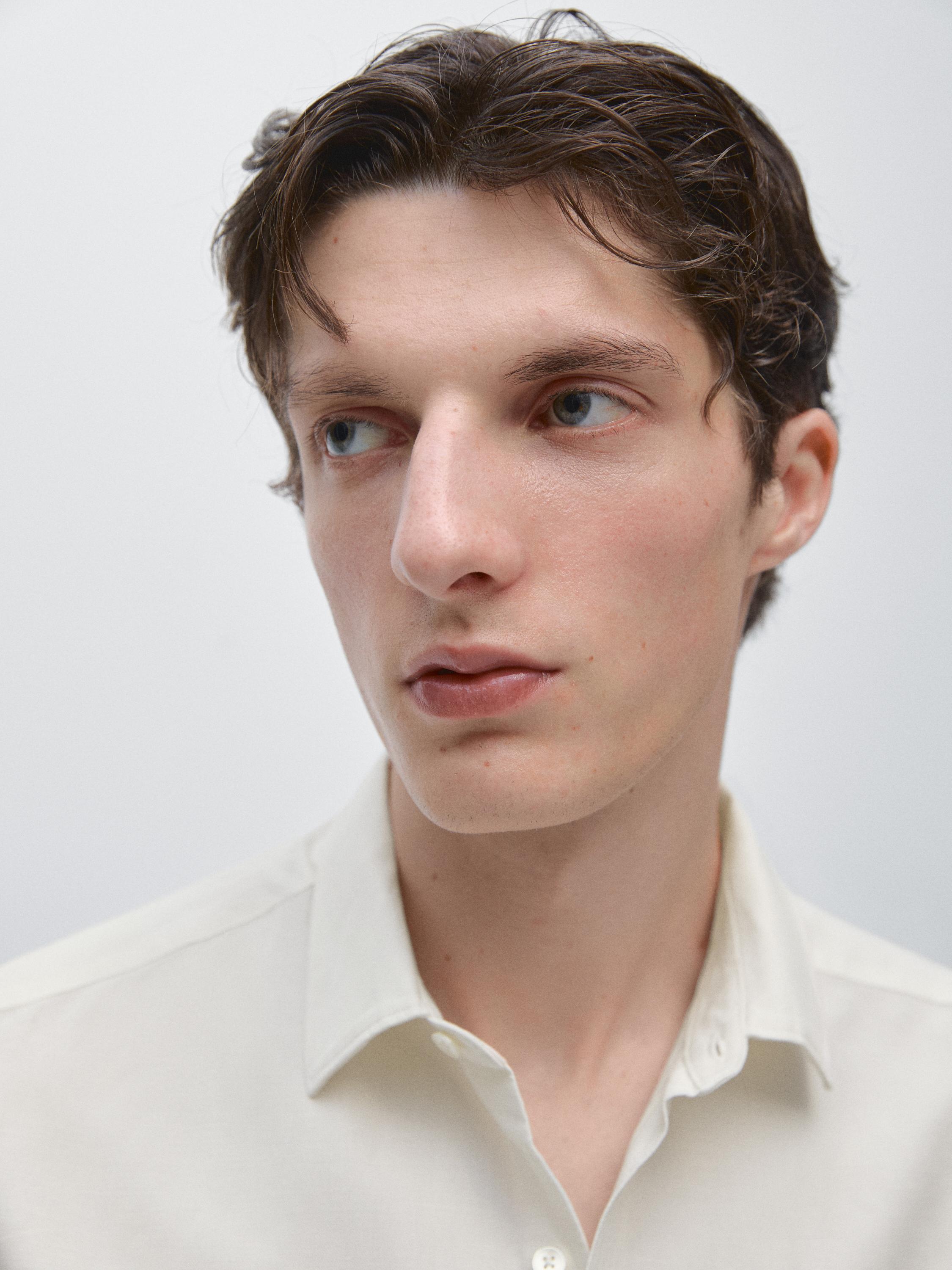 Regular fit linen blend shirt