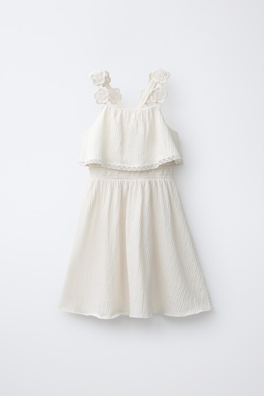 EMBROIDERED FLORAL DRESS - Ecru | ZARA United States EMBROIDERED FLORAL DRESS - Ecru | ZARA United States
