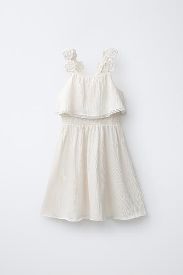 EMBROIDERED FLORAL DRESS - Ecru by Zara