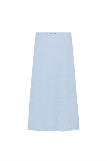 FALDA MIDI TEXTURA - Azul claro de Zara
