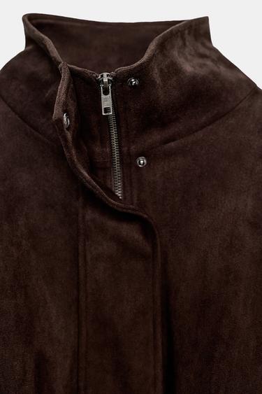 VESTE EFFET DAIM AVEC PATTES - Marron chocolat de Zara - Image 2
