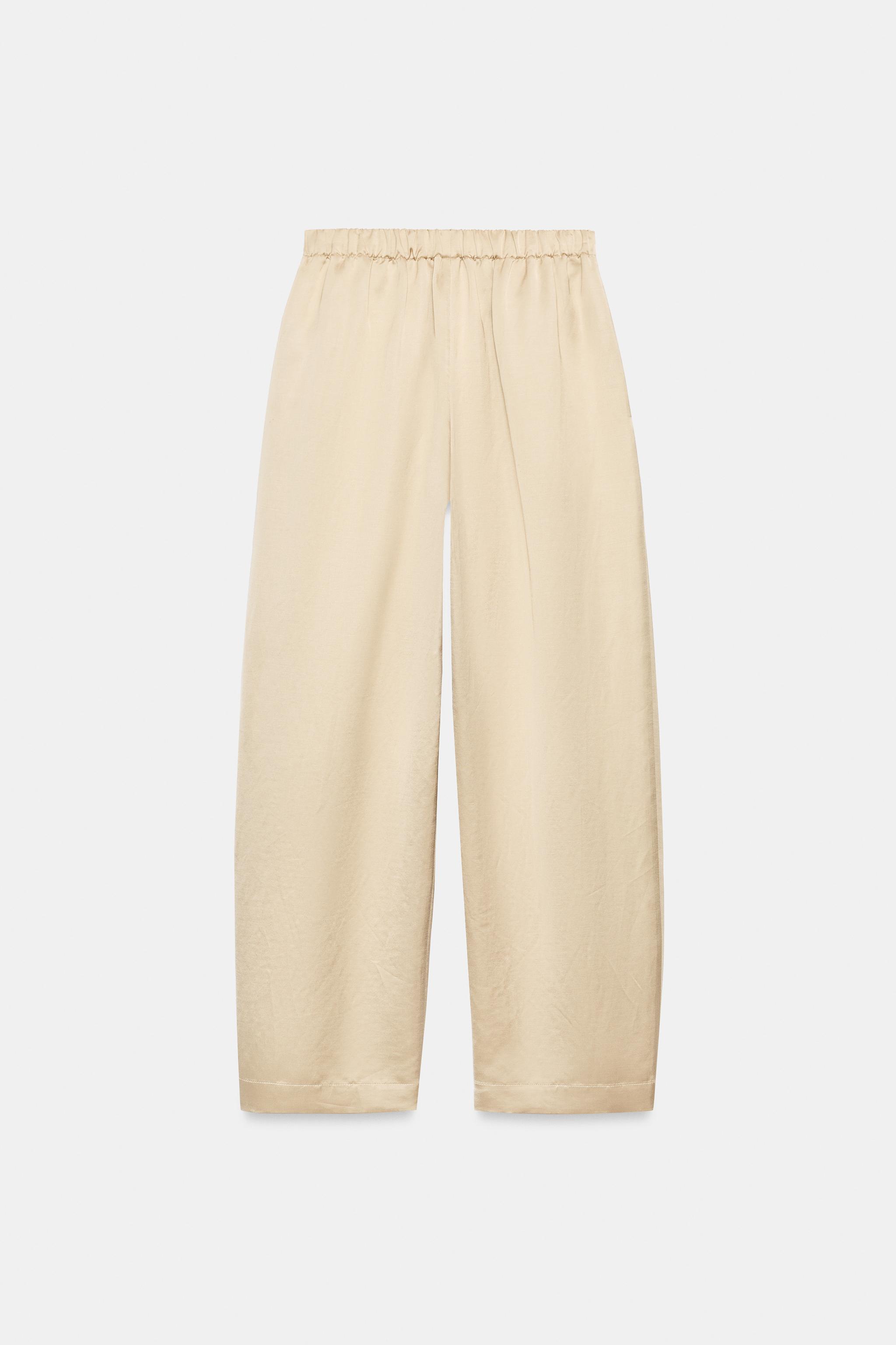 Женские брюки Zara ZW COLLECTION SATIN EFFECT BARREL PANTS — фото 3