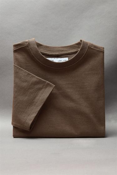 PLAIN MEDIUM WEIGHT T-SHIRT - Brown by Zara