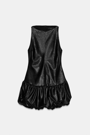 VESTIDO MONO EFECTO PIEL GLOBO - Negro de Zara - Imagen 0