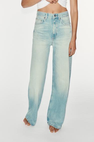 JEANS TRF EXTRA WIDE LEG بخصر عالٍ - أزرق فاتح الخاص بـ Zara