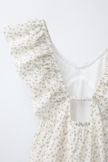 FLORAL PRINT DRESS WITH RUFFLES - Pearl grey by Zara - Image 3