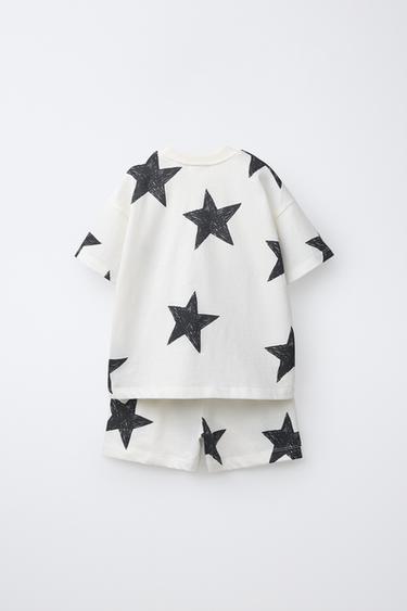 ENSEMBLE JOGGING T-SHIRT ET BERMUDA ÉTOILES - Écru de Zara - Image 1