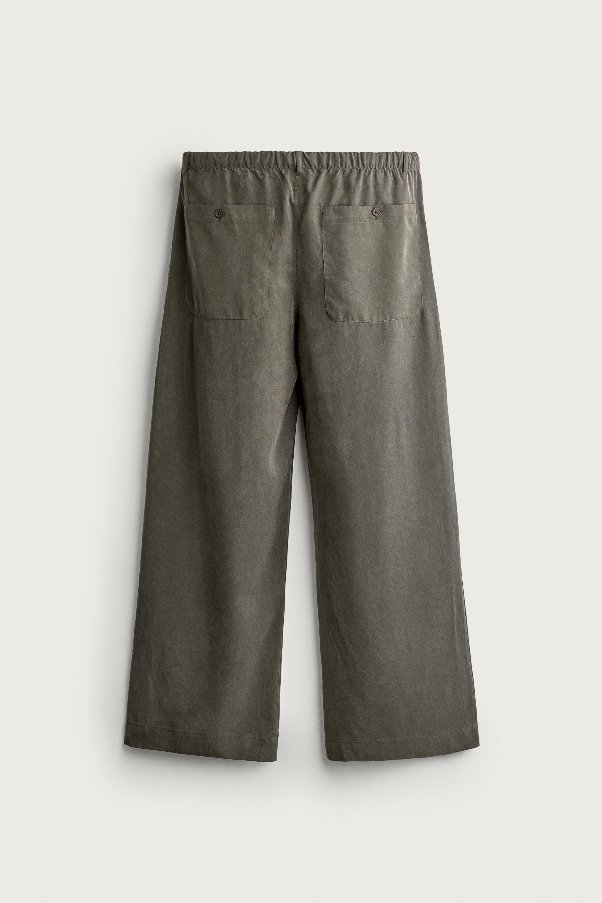 Zara DÖKÜMLÜ RELAXED FIT PANTOLON görsel 8