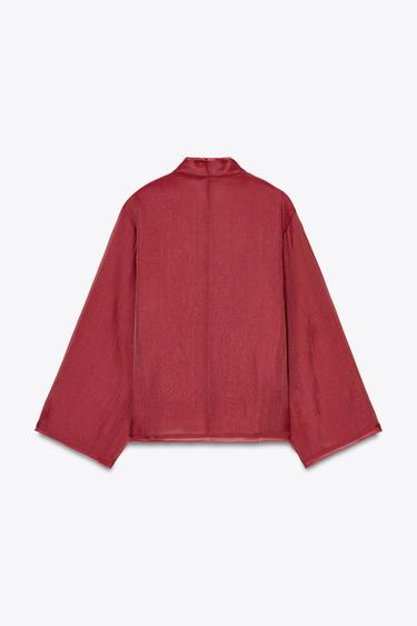 EMBROIDERED BEADED GAUZE KIMONO - Reddish by Zara - Image 5