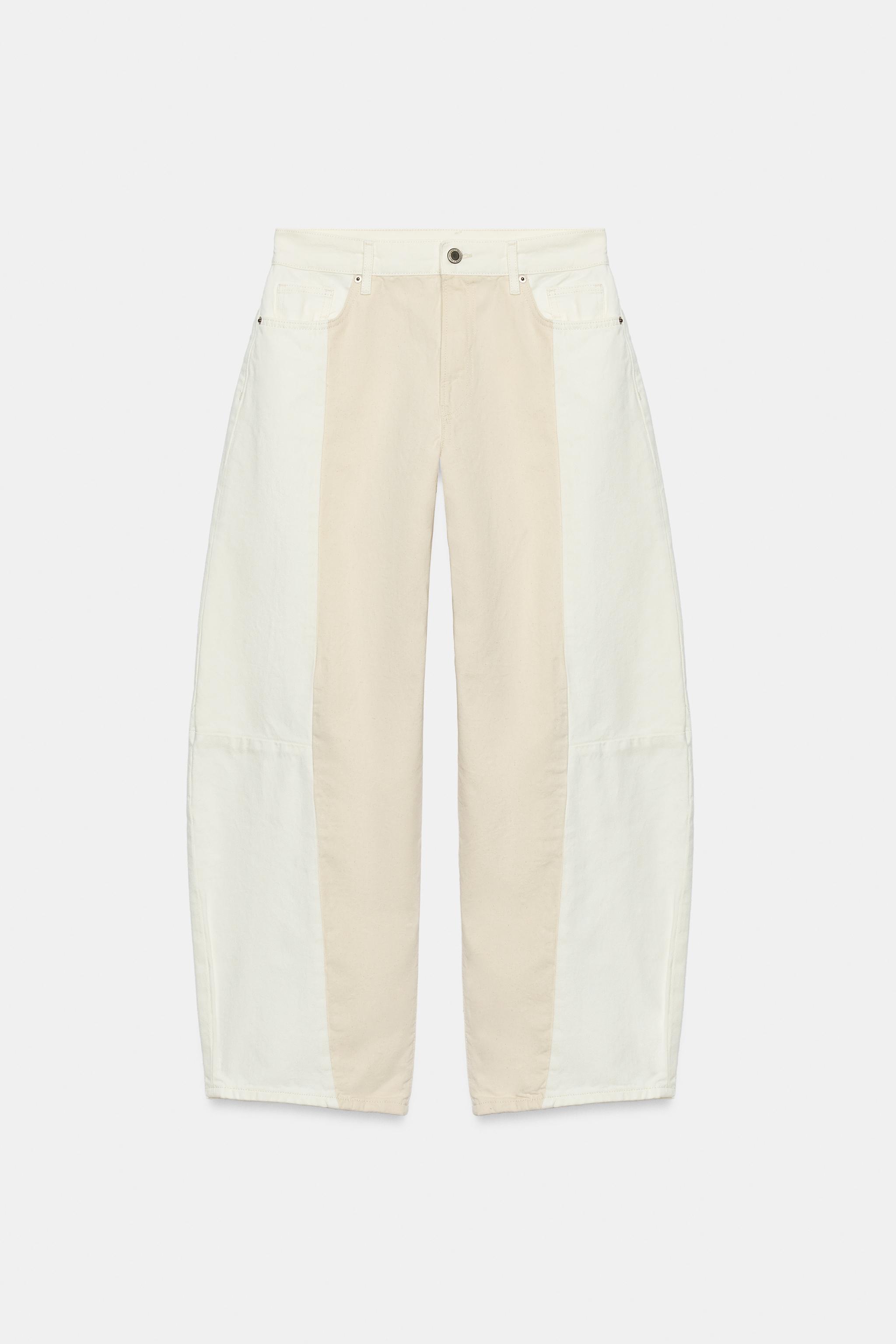 ZW COLLECTION MID-WAIST PATCHWORK BARREL JEANS