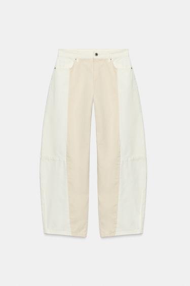 JEAN ZW COLLECTION BARREL PATCHWORK TAILLE NORMALE - Écru de Zara - Image 2