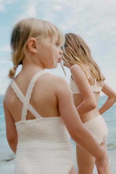 3-6 YEARS/ CROCHET FLORAL SWIMSUIT - Ecru by Zara