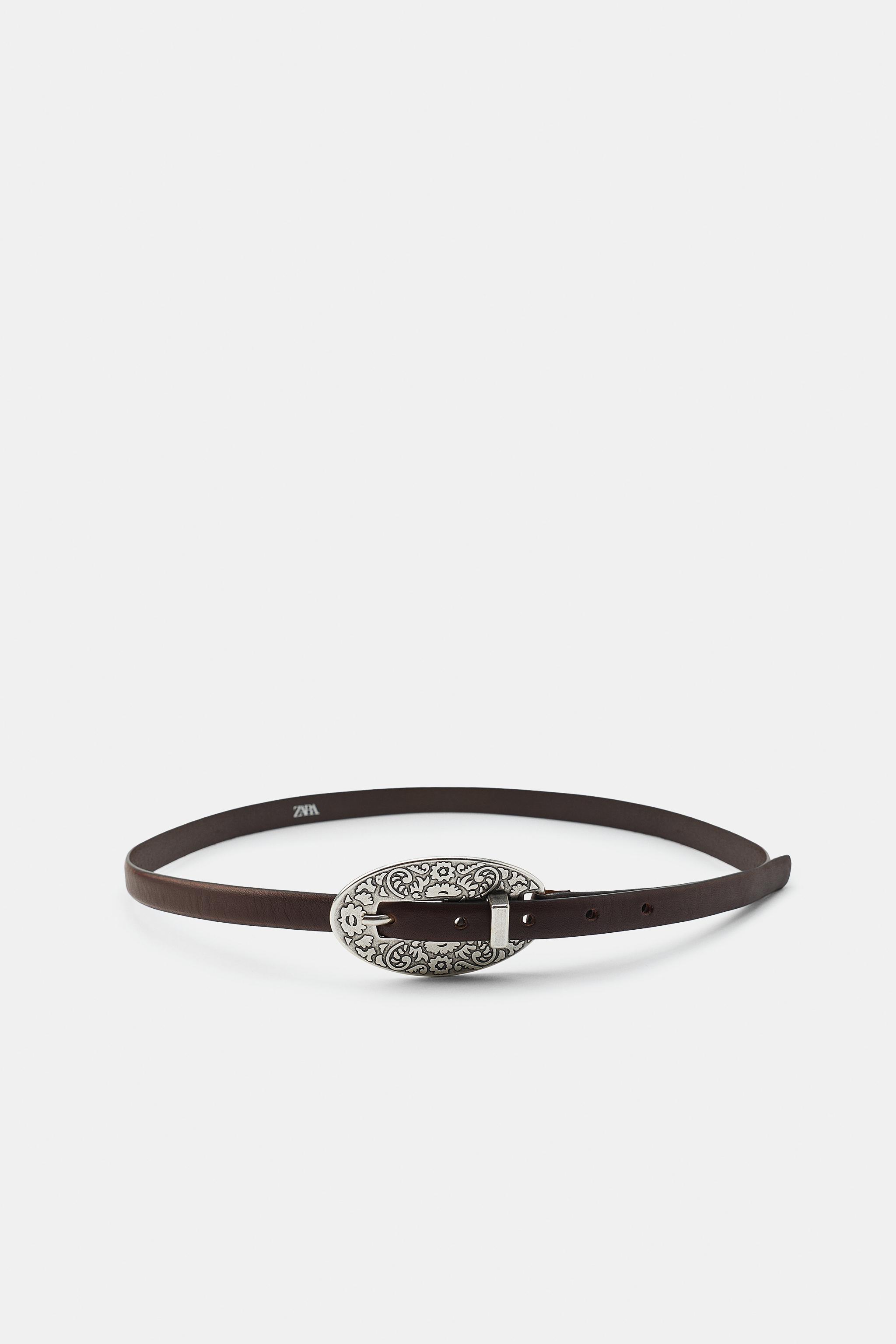100% LEATHER BELT WITH ENGRAVED BUCKLE