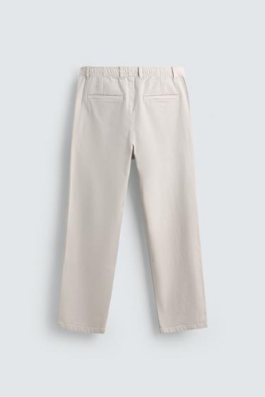 STRAIGHT-LEG TWILL TROUSERS - Stone by Zara - Image 6