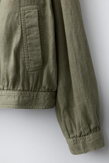 BLOUSON 100 % LIN - Kaki de Zara - Image 3