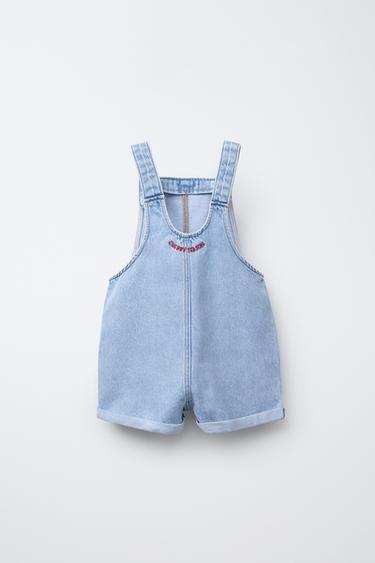 SALOPETTE EN DENIM CERISES BRODÉES - Bleu clair de Zara - Image 1