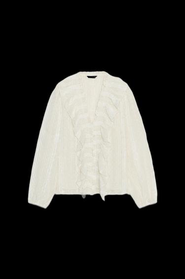 Zara SWISS DOT ROMANTIC SHIRT - Ecru - Image 0
