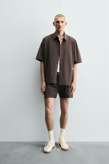 CHECK POPLIN SHIRT - Brown by Zara - Image 0