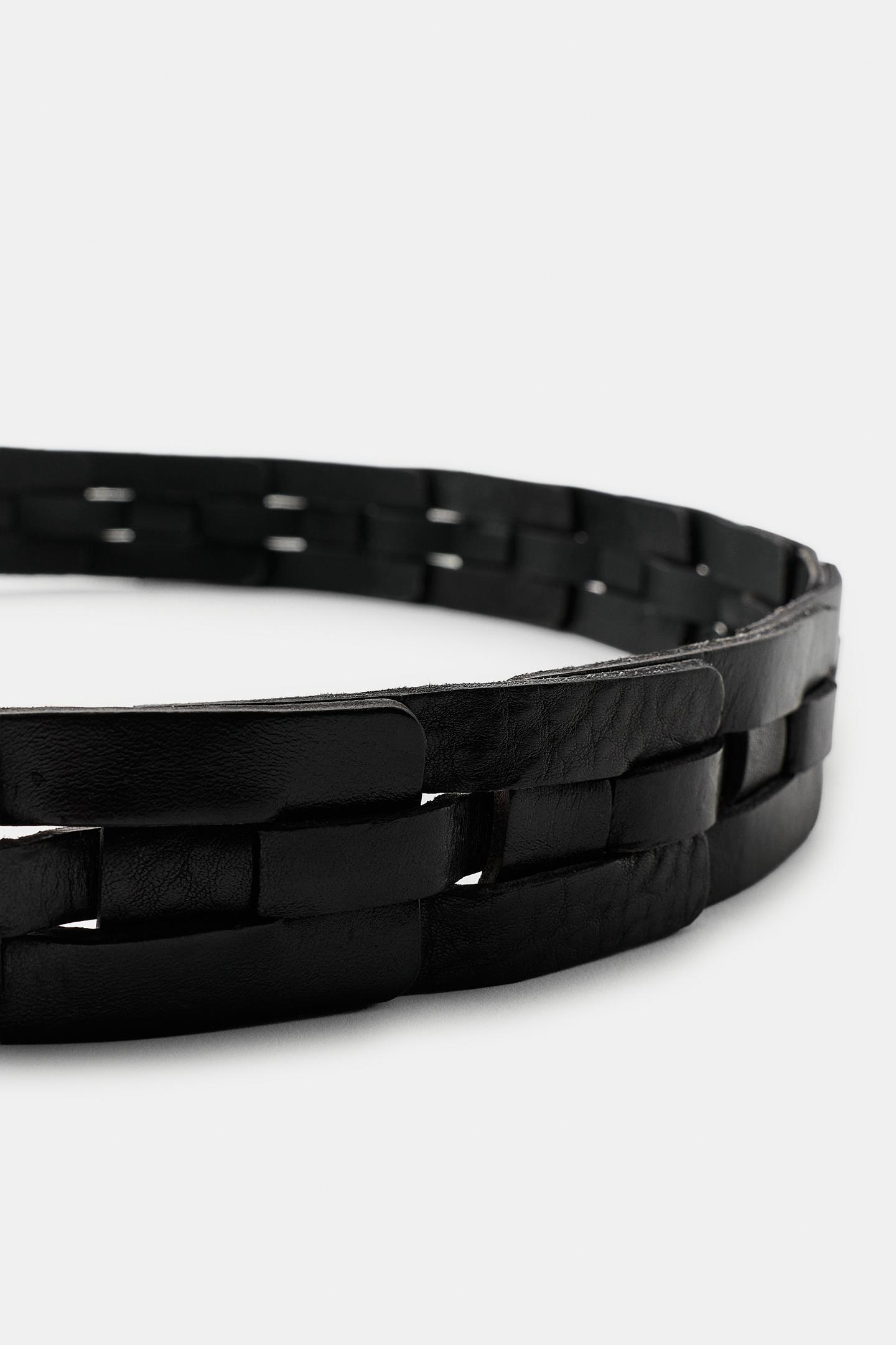 Женский ремень Zara 100% Leather Braided Belt, цвет: Чёрный — фото 4