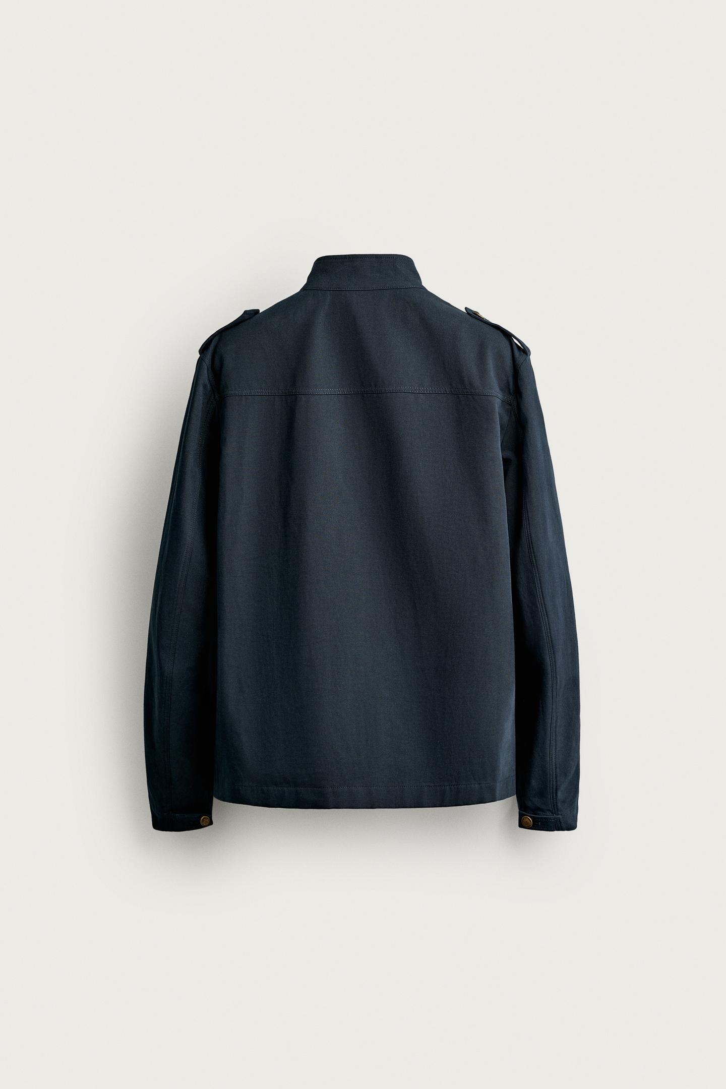 Мужская куртка Zara Relaxed Fit Pocket, цвет: Тёмно-синий — фото 8