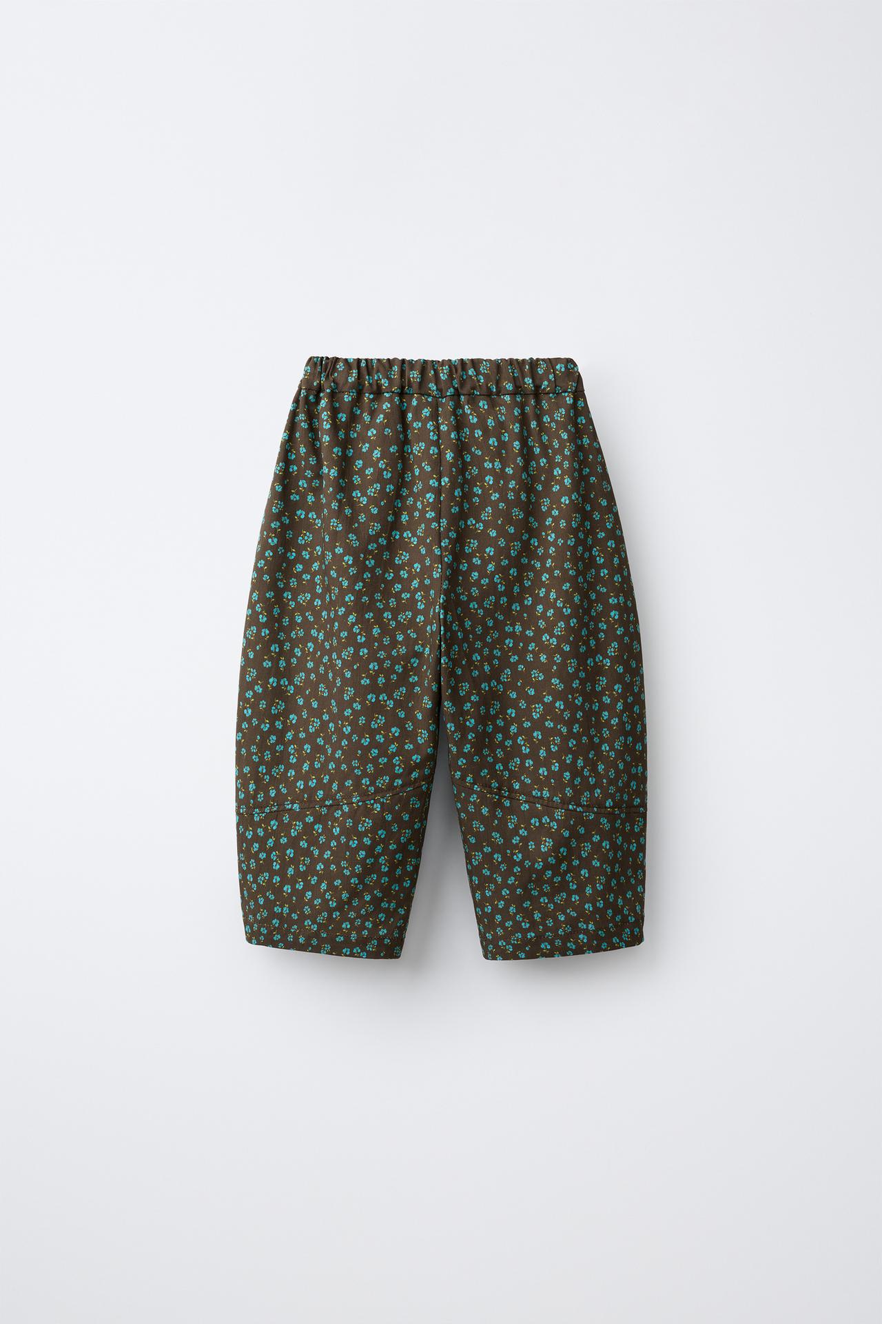 FLORAL PRINT BALLOON PANTS — Brown / Green