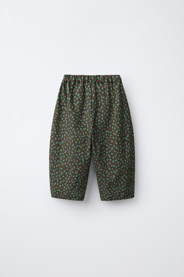 FLORAL PRINT BALLOON PANTS — Brown / Green 2