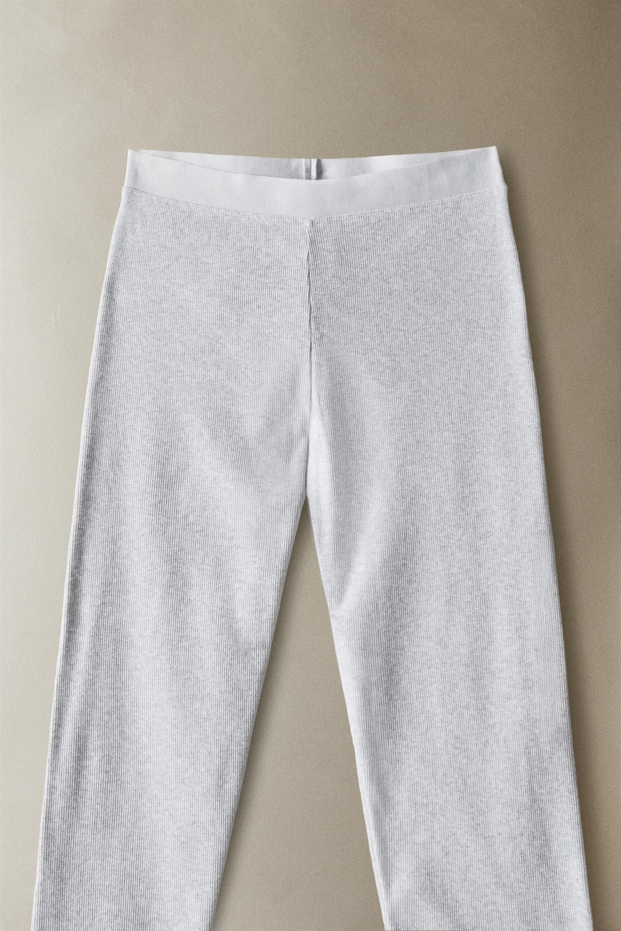 GREY RIBBED LEGGINGS — Gray