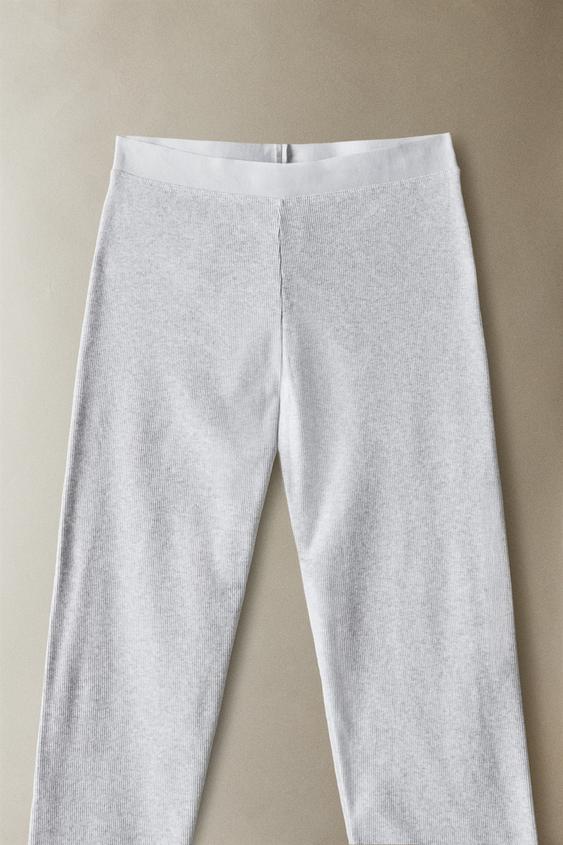 GREY RIBBED LEGGINGS - Grey by Zara - Image 0