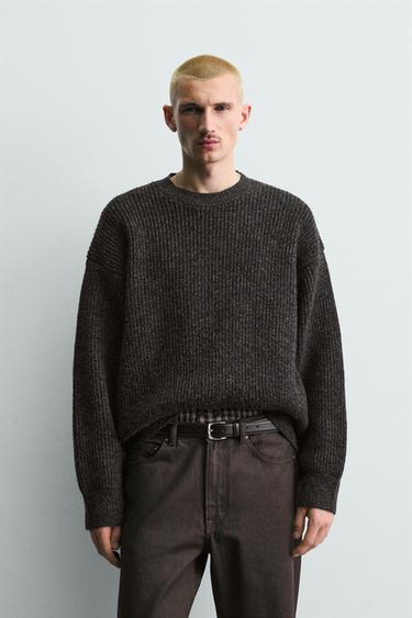 CONTRAST TEXTURED JUMPER - Black by Zara