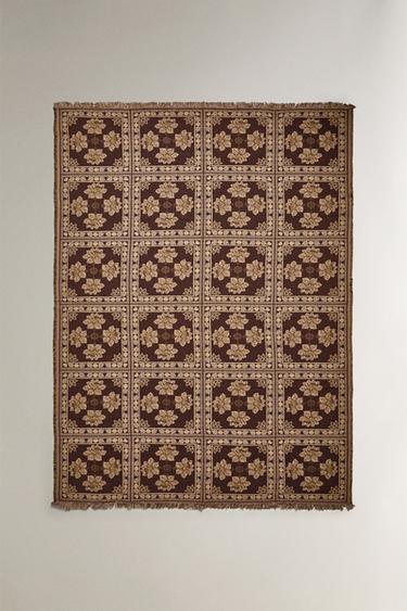 JACQUARDDECKE MIT BLUMEN - Braun von Zara - Bild 0
