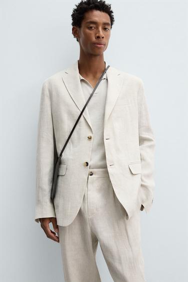 100% LINEN SUIT BLAZER - Sand by Zara