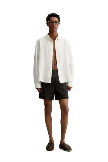 100% LINEN BERMUDA SHORTS - Anthracite grey by Zara