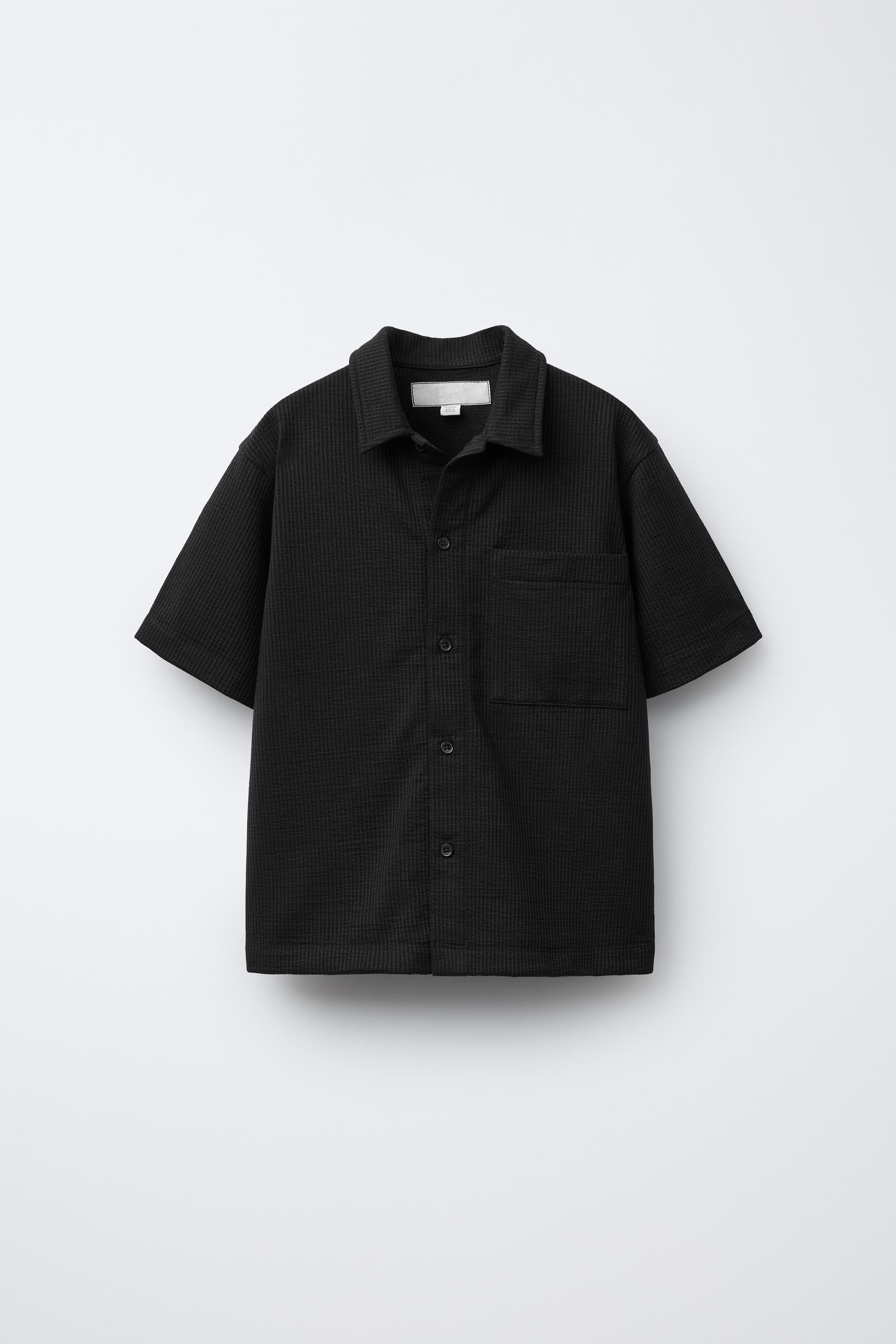 SHIRT AND BAMBOO BERMUDA SET WITH POCKET - Black | ZARA