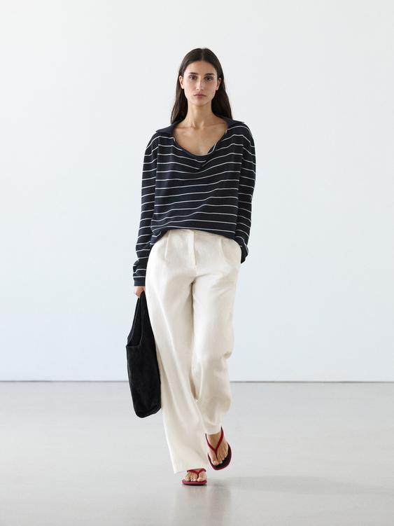 100% linen wide-leg elasticated trousers from Zara - $130