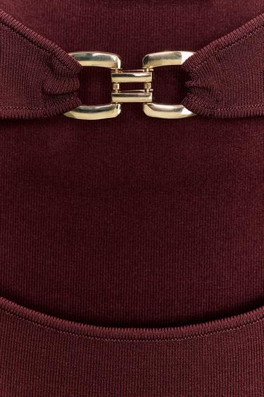 KNIT DRESS WITH CUT-OUT AND METAL DETAIL - Wine by Zara - Image 6
