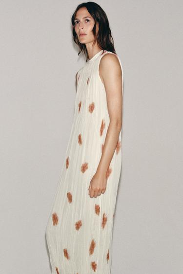 ROBE IMPRIMÉE ZW COLLECTION - Écru / Rouge de Zara - Image 7