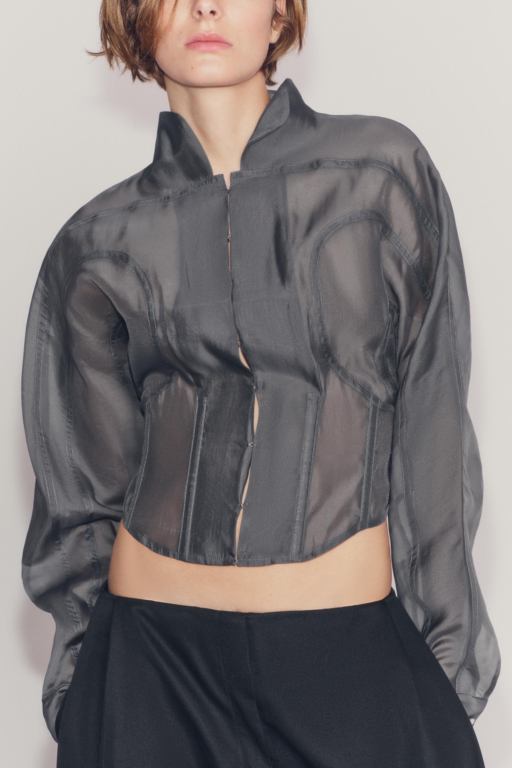 Женские рубашки Zara ZW COLLECTION CORSET SHIRT — фото 4