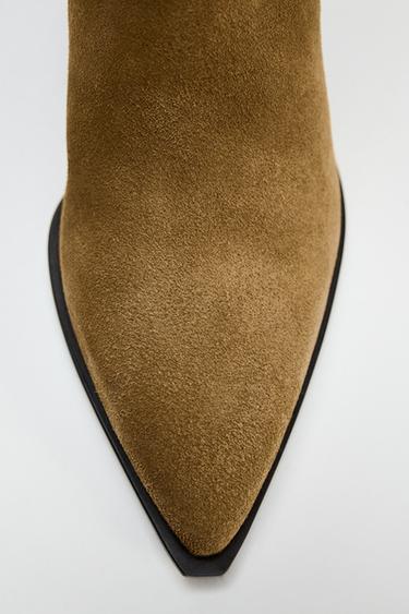 SPLIT SUEDE ANKLE BOOTS - Brown by Zara - Image 5