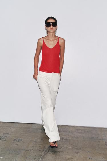 KNITTED STRAPPY TOP - Red by Zara - Image 0