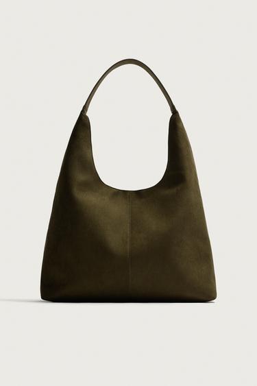 BOLSO SHOPPER LISO - Verde Caqui de Zara