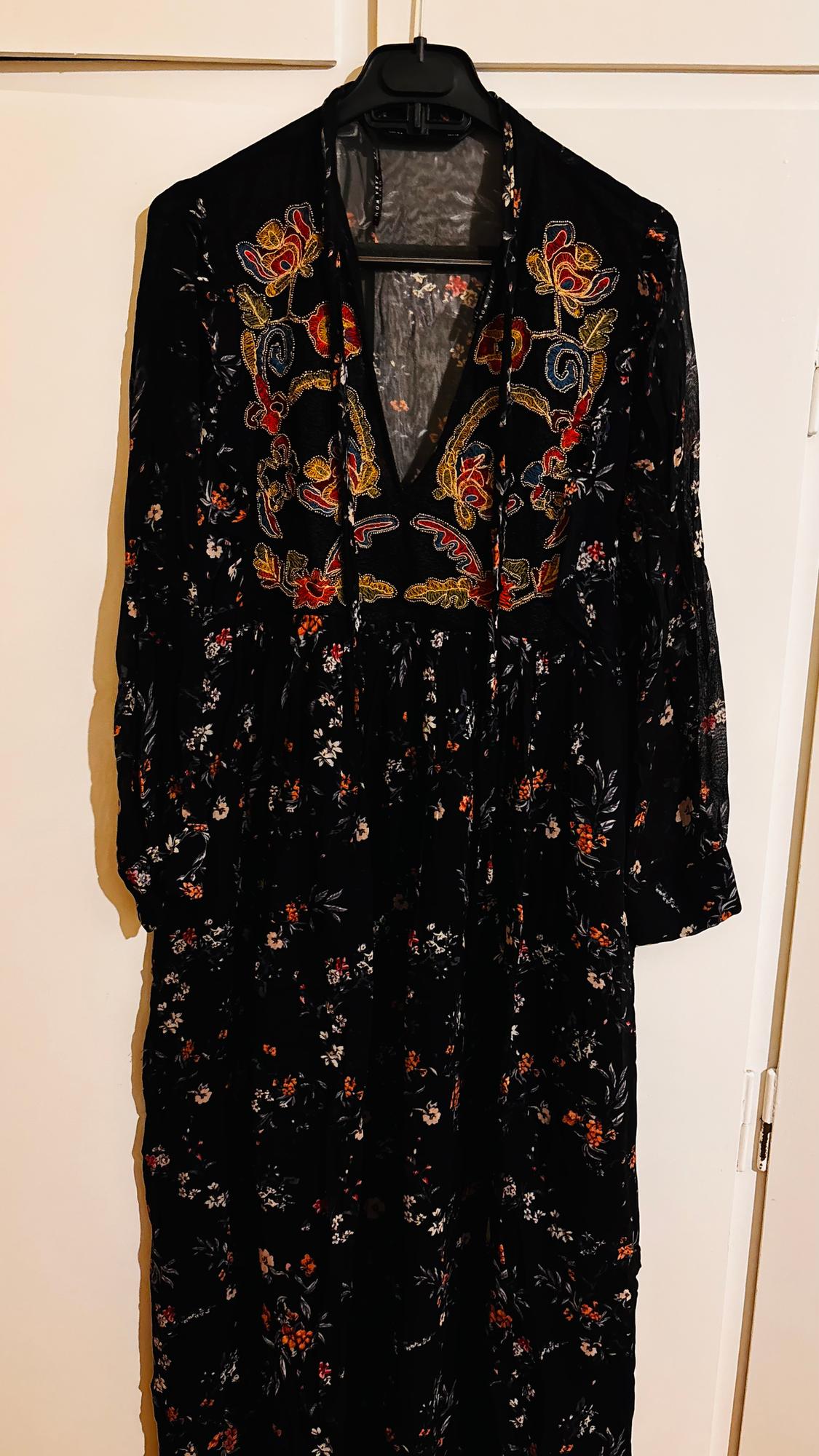LONG EMBROIDERED AND PRINTED DRESS - Image 3