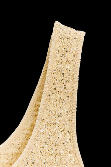 Zara SEQUIN KNIT TOP - Butter