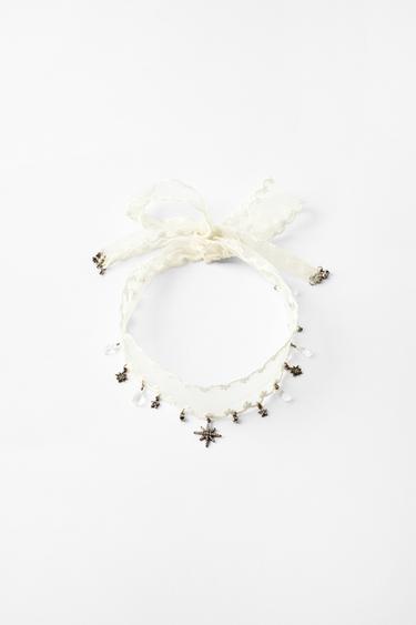 WOVEN CHOKER WITH CHARMS - White by Zara