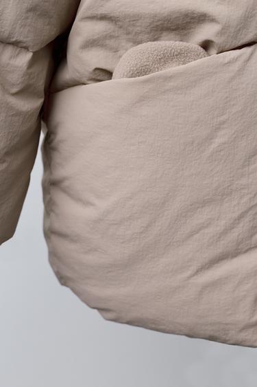 DOUDOUNE EN PLUME ET DUVET DÉPERLANTE AVEC CAPUCHE À EFFET FOURRURE AMOVIBLE - Beige de Zara - Image 7
