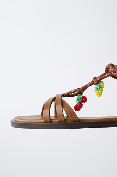 STRAPPY SANDALS WITH FRUIT DETAIL - Brown by Zara - Image 6