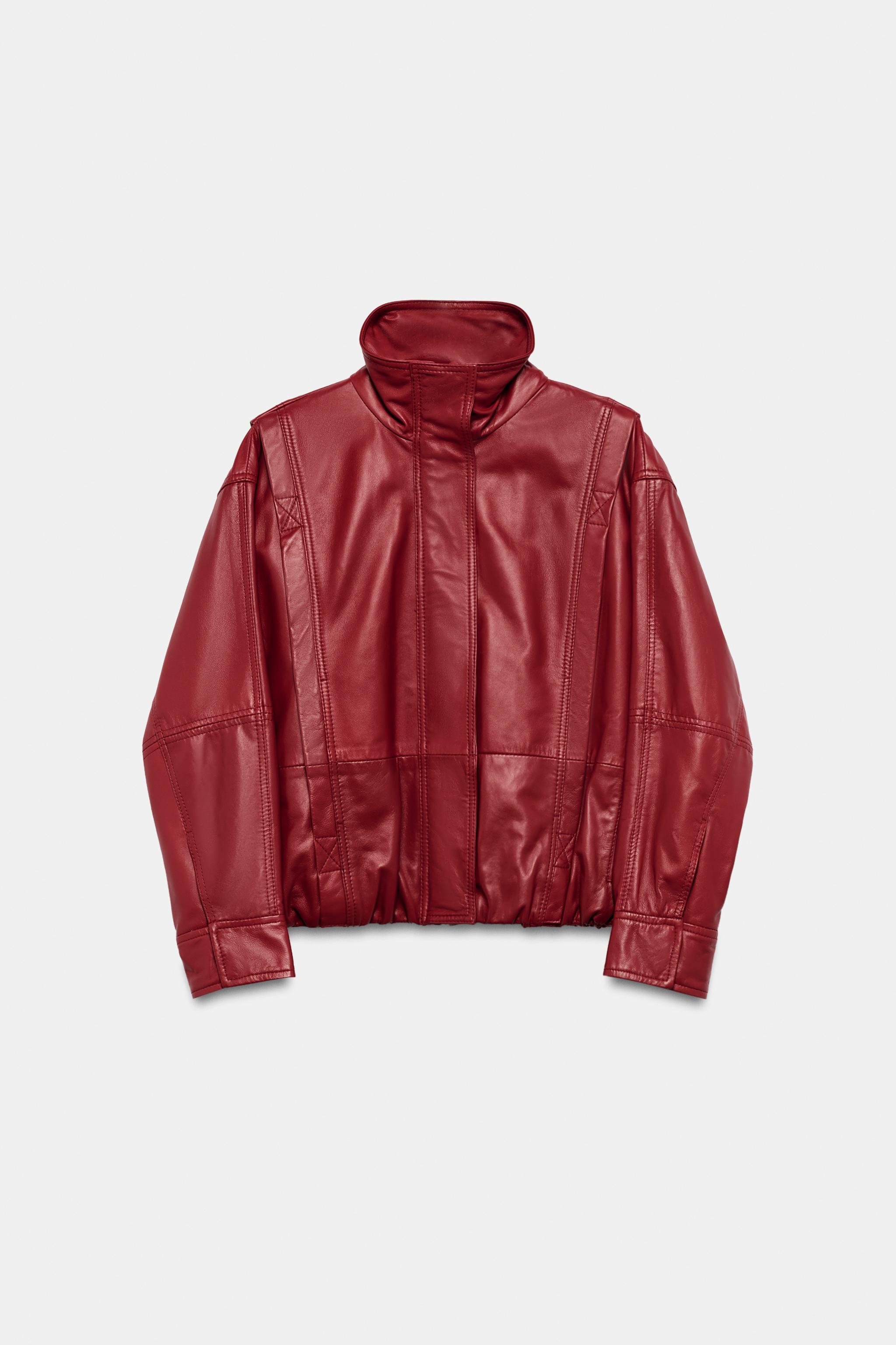 ZW COLLECTION レザー ジャケット - レッド | ZARA Japan / 日本