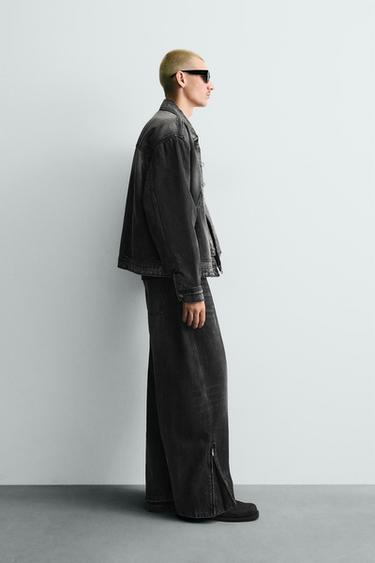 VESTE EN DENIM COUPE AMPE AVEC ALAMARS - Charbon de Zara - Image 3